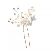 Hair Stick, Zinc Alloy, with Plastic Pearl, fashion jewelry & for woman & with rhinestone 