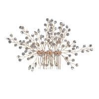 Bridal Decorative Hair Comb, Zinc Alloy, with Crystal, fashion jewelry & for woman, golden 