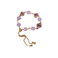 Gemstone Bracelets, Brass, with Gemstone, Round, gold color plated, fashion jewelry & adjustable & for woman cm 