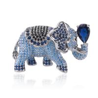 Cubic Zirconia Brooch, Brass, Elephant, plated, Gift box package & fashion jewelry & Unisex & micro pave cubic zirconia 