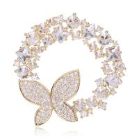 Cubic Zirconia Brooch, Brass, Butterfly, plated, fashion jewelry & micro pave cubic zirconia & for woman 