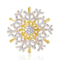 Cubic Zirconia Brooch, Brass, Snowflake, plated, fashion jewelry & micro pave cubic zirconia & for woman 