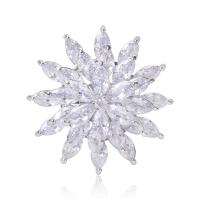 Cubic Zirconia Brooch, Brass, Snowflake, plated, fashion jewelry & micro pave cubic zirconia & for woman 