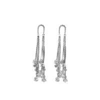 Fashion Fringe Earrings, Brass, platinum plated, micro pave cubic zirconia & for woman 