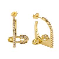 Cubic Zirconia Micro Pave Brass Earring, gold color plated & micro pave cubic zirconia & for woman, gold 