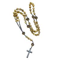 Rosary Necklace, Tiger Eye, with Iron Rock, Unisex, golden Approx 26.77 Inch 
