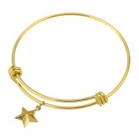Stainless Steel Bangle, 316 Stainless Steel, Star, Vacuum Plating, fashion jewelry & for woman, golden, 2mm, Inner Approx 61mm 