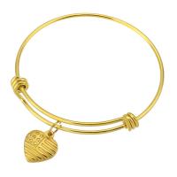 Stainless Steel Bangle, 316 Stainless Steel, Heart, Vacuum Plating, fashion jewelry & for woman, golden, 2mm, Inner Approx 61mm 