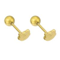 Stainless Steel Stud Earring, 316 Stainless Steel, Tiger, Vacuum Plating, fashion jewelry & for woman, golden 