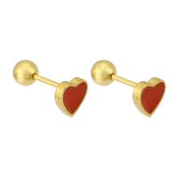 Stainless Steel Stud Earring, 316 Stainless Steel, Heart, Vacuum Plating, fashion jewelry & for woman & enamel, two different colored 