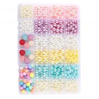 Fashion Plastic Beads, with Plastic Box, Round, stoving varnish, DIY, mixed colors, 4-12mm, Approx 
