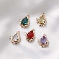 Crystal Brass Pendants, with Crystal, Teardrop, plated, DIY & micro pave cubic zirconia 