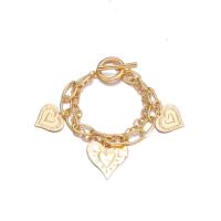 Moda pulseras de la aleación de Zinc, Corazón, chapado en color dorado, Doble capa & para mujer, 205mm, Vendido por UD