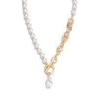 Natural Freshwater Pearl Necklace, Zinc Alloy, with Freshwater Pearl, gold color plated, fashion jewelry & for woman, gold, 452mm 