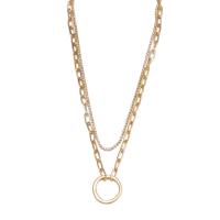 Zinc Alloy Sweater Chain Necklace, gold color plated, Double Layer & for woman & with rhinestone, gold, 515mm 