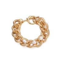 Bracelets de perles En alliage de zinc , Placage de couleur d'or, bijoux de mode & pour femme, Or, 190mm, Vendu par PC
