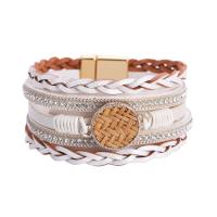 PU Leather Cord Bracelets, multilayer & braided bracelet & Unisex 194mm 