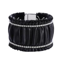 PU Leather Cord Bracelets, for woman & with rhinestone 195mm 