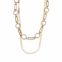 Zinc Alloy Sweater Chain Necklace, gold color plated, Double Layer & for woman, gold, 490mm 