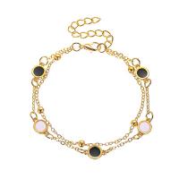 Moda pulseras de la aleación de Zinc, con Nácar Negra & Nácar Blanca, Estrella, chapado en color dorado, Joyería & para mujer, dorado, 235mm, Vendido por UD