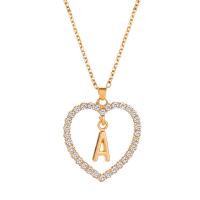 Rhinestone Zinc Alloy Necklace, Heart, plated & with letter pattern & for woman & with rhinestone & hollow 30mm cm 