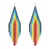 Fashion Fringe Earrings, Glass Seed Beads, with Zinc Alloy, Geometrical Pattern, Bohemian style & for woman 