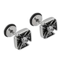 Stainless Steel Rhinestone Stud Earring, 316 Stainless Steel, with Silicone, polished, fashion jewelry & for woman & with rhinestone & blacken, black 
