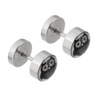 Stainless Steel Stud Earring, 316 Stainless Steel, Round, polished, fashion jewelry & for woman & enamel, two different colored 
