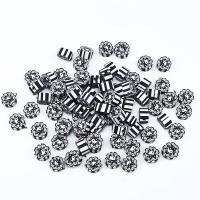 Granos de arcilla de polímero flor, Arcilla polimero, Tai Ji & Bricolaje, Negro, 10mm, aproximado 100PCs/Bolsa, Vendido por Bolsa