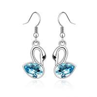 Austrian Crystal Earring, Zinc Alloy, with Austrian Crystal, Swan, platinum plated, for woman & faceted 15-25mm 