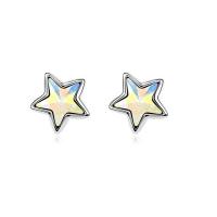 Austrian Crystal Earring, Zinc Alloy, with Austrian Crystal, Star, platinum plated, for woman & faceted 