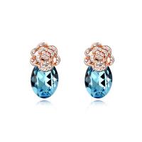 Austrian Crystal Earring, Zinc Alloy, with Austrian Crystal, Rose, Plating champagne gold, for woman & faceted 