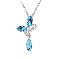 Austrian Crystal Necklace, Zinc Alloy, with Austrian Crystal, with 5cm extender chain, Butterfly, platinum plated, for woman & faceted Approx 40 cm 