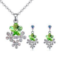 Crystal Jewelry Sets, Zinc Alloy, earring & necklace, with Austrian Crystal, with 5cm extender chain, Flower, platinum plated, for woman & faceted Approx 40 cm 
