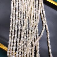 Bouton de culture des perles d'eau douce, perle d'eau douce cultivée, Plat rond, DIY, blanc, 3.5-4mm, Environ Vendu par brin