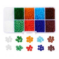 Perles de verre en couleurs Givré , Des billes de verre, avec Boîte en plastique, Rond, DIY, couleurs mélangées Environ îte, Vendu par boîte