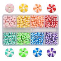 Rondelle Polymer Clay Beads, argile de polymère, avec Boîte en plastique, Plat rond, DIY, couleurs mélangées Environ îte, Vendu par boîte