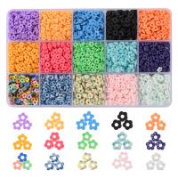 Acryl Band Halskette, Polymer Ton, mit Kunststoff Kasten, Blume, DIY, gemischte Farben, 158x96x17mm, verkauft von Box