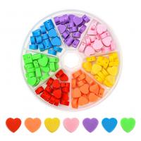 Polymer Clay Jewelry Beads, with Plastic Box, Heart, DIY, mixed colors Approx 