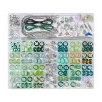 DIY Bracelet Beads Set, Resin, with Plastic Box & Crystal & Rhinestone & Iron & Zinc Alloy & Acrylic, plated 