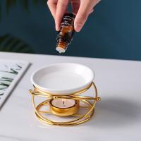 Porcelain Aromatherapy Essential Oil Diffuser, with Iron, gold color plated, for home and office 