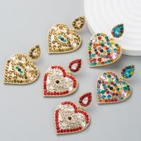 Zinc Alloy Rhinestone Drop Earring, Heart, gold color plated, fashion jewelry & for woman & with rhinestone 