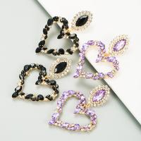 Zinc Alloy Rhinestone Drop Earring, Heart, gold color plated, fashion jewelry & for woman & with rhinestone 