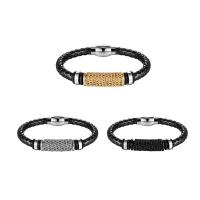Cuir bracelet, avec Acier inoxydable 316, Placage ionique sous vide, bijoux de mode & longueur différente pour le choix & unisexe, plus de couleurs à choisir, Vendu par PC