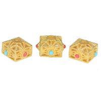 Zinc Alloy Spacer Beads, Square, gold color plated, DIY & hollow, golden Approx 3mm 