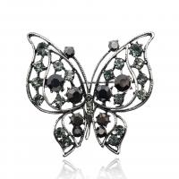 Zinc Alloy Jewelry Brooch, Butterfly, platinum color plated, for woman & with rhinestone & hollow 