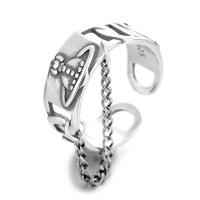 925 Sterling Silver Cuff Finger Ring, platinum color plated, Adjustable & for woman, US Ring 