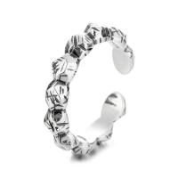 925 Sterling Silver Cuff Finger Ring, platinum color plated, Adjustable & for woman & hollow, US Ring 
