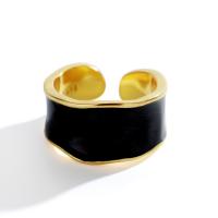 925 Sterling Silver Cuff Finger Ring, gold color plated, Adjustable & for woman & epoxy gel 