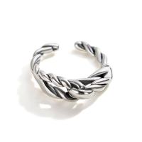 925 Sterling Silver Cuff Finger Ring, platinum color plated, Adjustable & for woman 